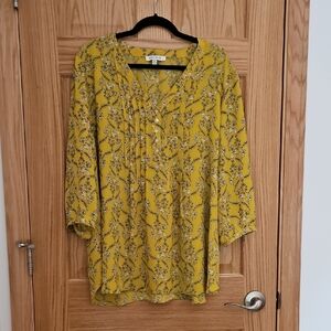 Rose & Olive Mustard Floral Blouse